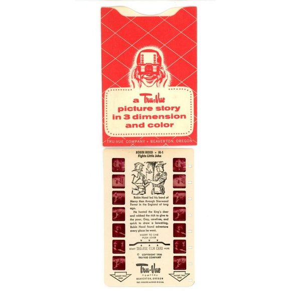 Vintage Tru Vue Tru-Vue Film Card Robin Hood Fights Little John M-1 3D 3-D - Picture 1 of 2